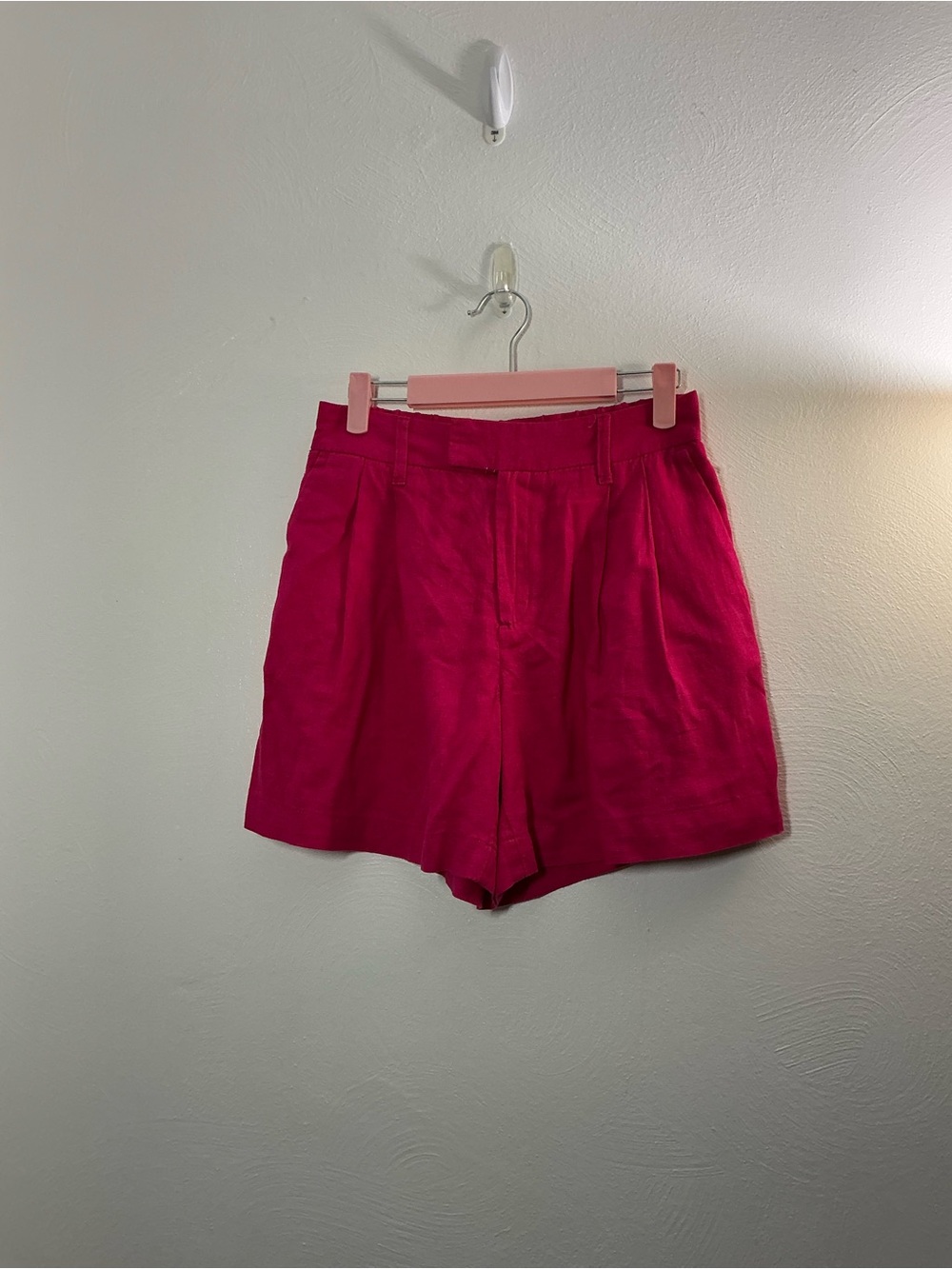 A New Day Linen Blend High-Waist Hot Pink Trouser Shorts Size 4